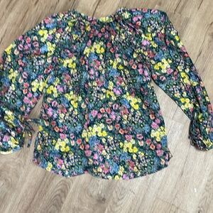 Love Shack Fancy Button Down Floral Blouse Size S Silk Blend